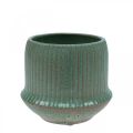 Floristik24 Flower pot ceramic planter with grooves green Ø12cm H10.5cm