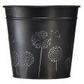 Floristik24 Flower pot black silver planter metal Ø12.5cm H11.5cm