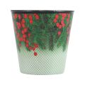 Floristik24 Flower pot Christmas planter bucket Ilex Ø13cm H11.5cm