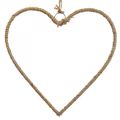 Floristik24 Boho style, heart metal ring decorative ring jute ribbon W33cm 3pcs
