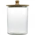Floristik24 Glass jar, bonboniere with wooden lid, decorative glass natural color, clear Ø17cm H24.5cm