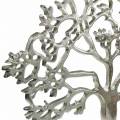 Floristik24 Metal tree, decorative beech on a wooden base, silver metal decoration, tree of life, mango wood