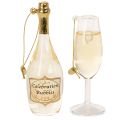 Champagne bottle and champagne glass pendant set, Christmas tree decoration, 14cm, 2 pieces | Floristik24.co.uk