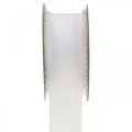 Floristik24 Chiffon ribbon white fabric ribbon with fringes 40mm 15m