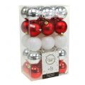 Floristik24 Christmas ball mix white, red, silver Ø5,5cm 30pcs
