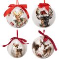 Set of 4 Plastic Christmas Baubles with Deer Motif and Hanging Ribbons, 7 cm | Floristik24.co.uk
