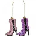 Floristik24 Christmas tree decorations glass stiletto boots high heels H10cm 2pcs