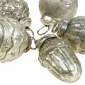 Floristik24 Mini tree decorations autumn fruits and balls mother-of-pearl, antique silver real glass 3.4–4.4cm 10pcs