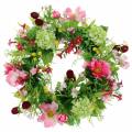 Floristik24 Decorative wreath with Cosmea and snowball pink, yellow, green Ø30cm