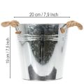 Decorative bucket flower pot metal with rope handles Ø20cm | Floristik24.co.uk
