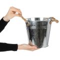Decorative bucket flower pot metal with rope handles Ø20cm | Floristik24.co.uk