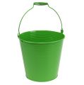 Floristik24 Deco bucket green with grooves Ø21cm H19cm