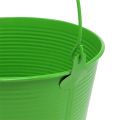 Floristik24 Deco bucket green with grooves Ø21cm H19cm