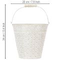 Decorative bucket, whitewashed, with handle, Ø20.5cm, metal planter decoration | Floristik24.co.uk