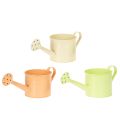 Floristik24 Decorative watering can set in pastel salmon, green, yellow-green - metal planter Ø11cm H10cm, 8 pieces