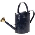 Floristik24 Decorative watering can, vintage blue and gold checkered metal, retro design for indoor use, garden, or balcony, 65cm
