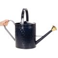 Decorative watering can, vintage blue and gold checkered metal, retro design for indoor use, garden, or balcony, 65cm | Floristik24.co.uk