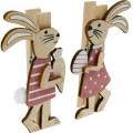 Floristik24 Decorative clips bunnies Easter bunnies pink, white wood Easter decoration 4pcs