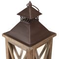Decorative Lantern Wood Vintage Wooden Lantern Brown 17×17×50cm | Floristik24.co.uk