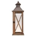 Decorative Lantern Wood Vintage Wooden Lantern Brown 17×17×50cm | Floristik24.co.uk