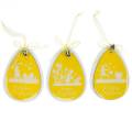 Floristik24 Decorative Easter eggs to hang white, yellow wood Easter decoration spring decoration 6pcs
