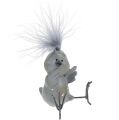 Floristik24 Deco Bird Gray with Feathers as Set 8cm 4pcs