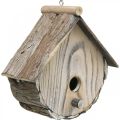 Floristik24 Decorative Bird House Wooden Decorative Nesting Box with Natural Bark White Washed H23cm W25cm