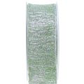 Floristik24 Decorative ribbon with mica green 40mm 20m