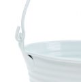 Floristik24 Decorative bucket white with grooves Ø21cm H19cm 1p