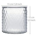 Floristik24 Decorative glass, lantern with diamond pattern, glass vessel Ø15cm H15cm