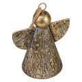 Decorative bell Christmas angel, Christmas bell decoration golden antique look 21cm