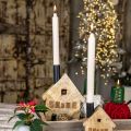 Floristik24 Decorative house wood wooden decoration candle holder black 16.5×3.5cm×22cm