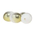 Floristik24 Decorative Easter eggs real chicken egg white with gold glitter H5.5–6cm 10 pieces