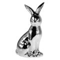 Floristik24 Decorative Easter Bunny Ceramic Decorative Bunny Sitting Silver H23cm