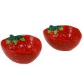 Floristik24 Decorative bowl strawberry ceramic bowl red 12.5×15.5cm 2pcs