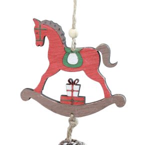 Floristik24 Decorative Rocking Horse Wooden Hanging Decoration Christmas Red 37cm 2pcs