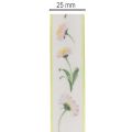 Gift ribbon with a Bellis floral pattern for crafting and packaging, 25mm x 20m | Floristik24.co.uk
