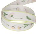 Gift ribbon with a Bellis floral pattern for crafting and packaging, 25mm x 20m | Floristik24.co.uk