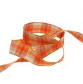 Floristik24 Deco ribbon check pattern orange 25mm 20m