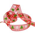 Floristik24 Deco ribbon Christmas red 25mm 20m