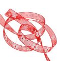Floristik24 Deco ribbon red with flowers 15mm 20m
