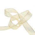 Floristik24 Deco ribbon with lurex stripes light gold 25mm 20m