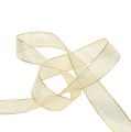 Deco ribbon with lurex stripes light gold 25mm 20m | Floristik24.co.uk