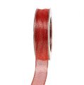 Floristik24 Deco ribbon with lurex stripes red 25mm 20m