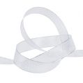 Decorative ribbon with lurex stripes silver 25mm 20m | Floristik24.co.uk