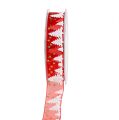 Floristik24 Deco ribbon with forest pattern red 25mm 20m