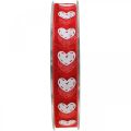 Floristik24 Decorative ribbon hearts, wedding decoration, ribbon Valentine&#39;s Day red, white 15mm 20m