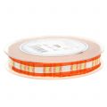 Floristik24 Deco tape check with wire edge Orange 15mm L20m