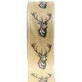 Floristik24 Deco ribbon nature with deer motif 40mm 20m
