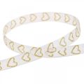 Floristik24 Deco ribbon white with heart motif 10mm 20m